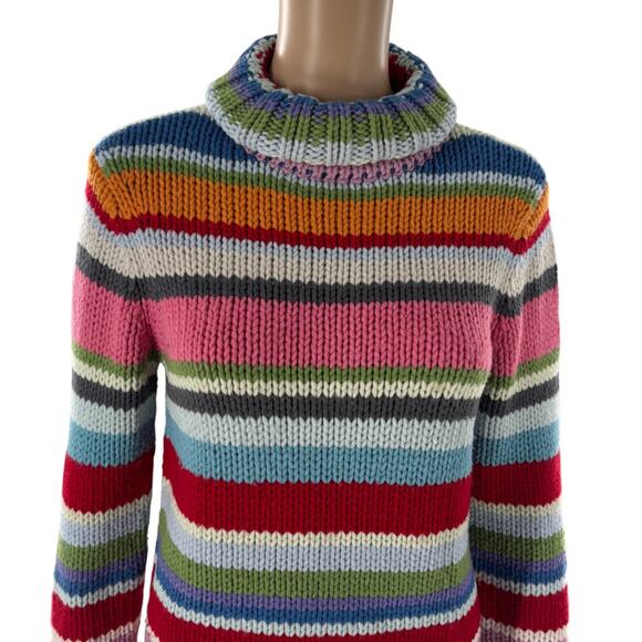 Gap Multicolor Vintage Y2K Striped Chunky Knit Wool Turtleneck Sweater - Picture 5 of 11